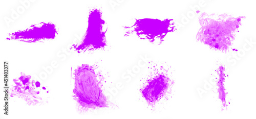 Beautiful watercolor purple set of brushes for painting