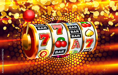 Casino slots icons, slot sign machine, night Vegas. Vector