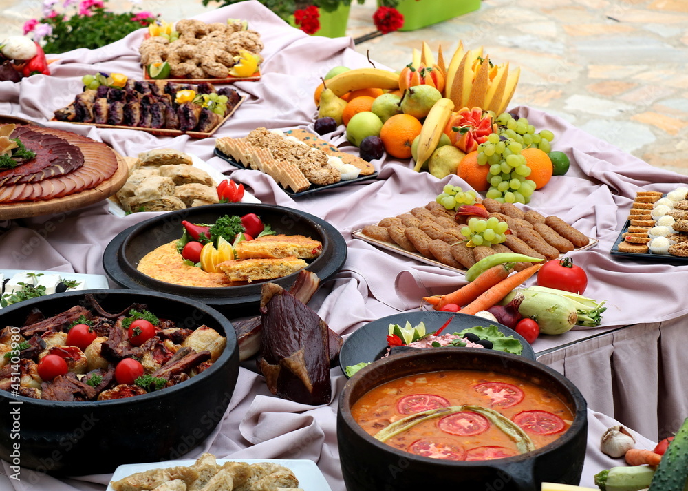 Serbian food, different food on the table Serbian food, different food on the table