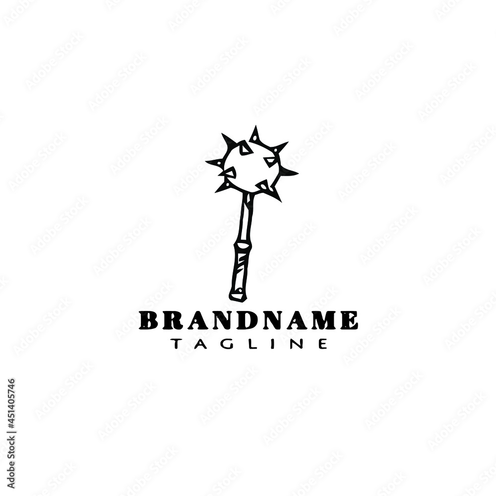 barbarian weapon cartoon logo icon cute template black vector illustration