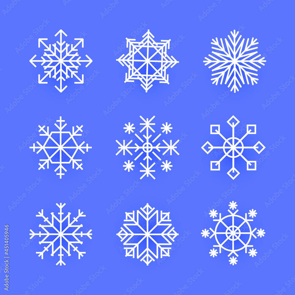 Christmas design vector. Snowflake icon. Icon set of snowflakes. Vector illustration Christmas design vector. Snowflake icon. Icon set of snowflakes. Vector illustration