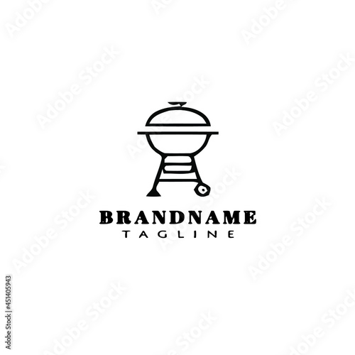barbecue grill cartoon logo icon design template black vector illustration