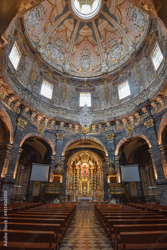 Loyola, Spain - 14 August 2021: Interior views of the Sanctuary of Loyola Basilica, Basque Country, Spain
