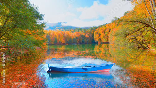 Autumn landscape in (seven lakes) Yedigoller Park Bolu, Turkey photo