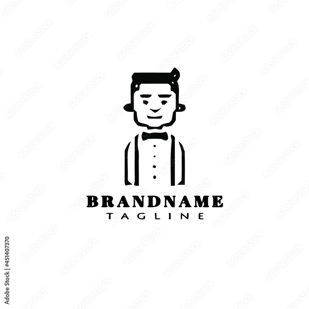 cute barman cartoon logo icon design template black vector illustration cute barman cartoon logo icon design template black vector illustration