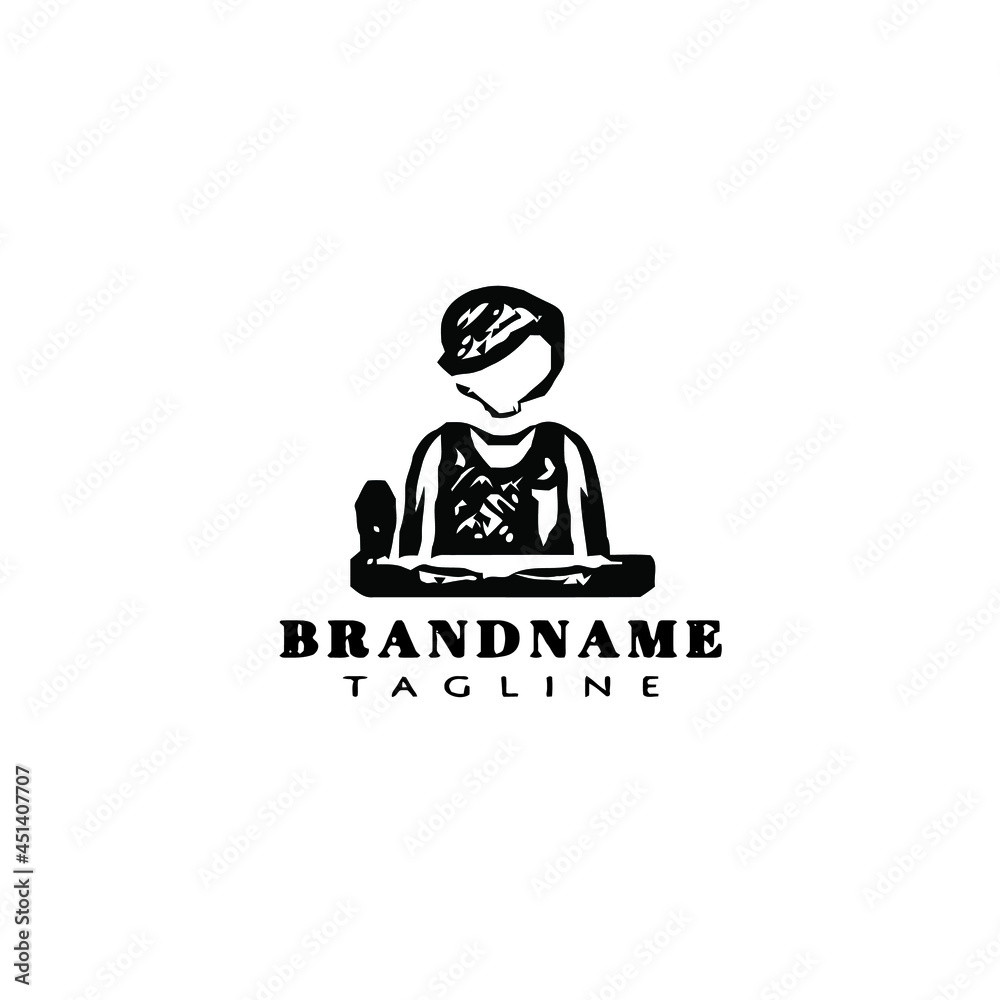 barman cartoon logo icon design cute black vector illustration barman cartoon logo icon design cute black vector illustration