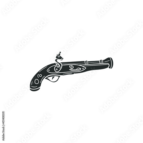 Blunderbuss Gun Icon Silhouette Illustration. Pirate Weapon Vector Graphic Pictogram Symbol Clip Art. Doodle Sketch Black Sign. photo