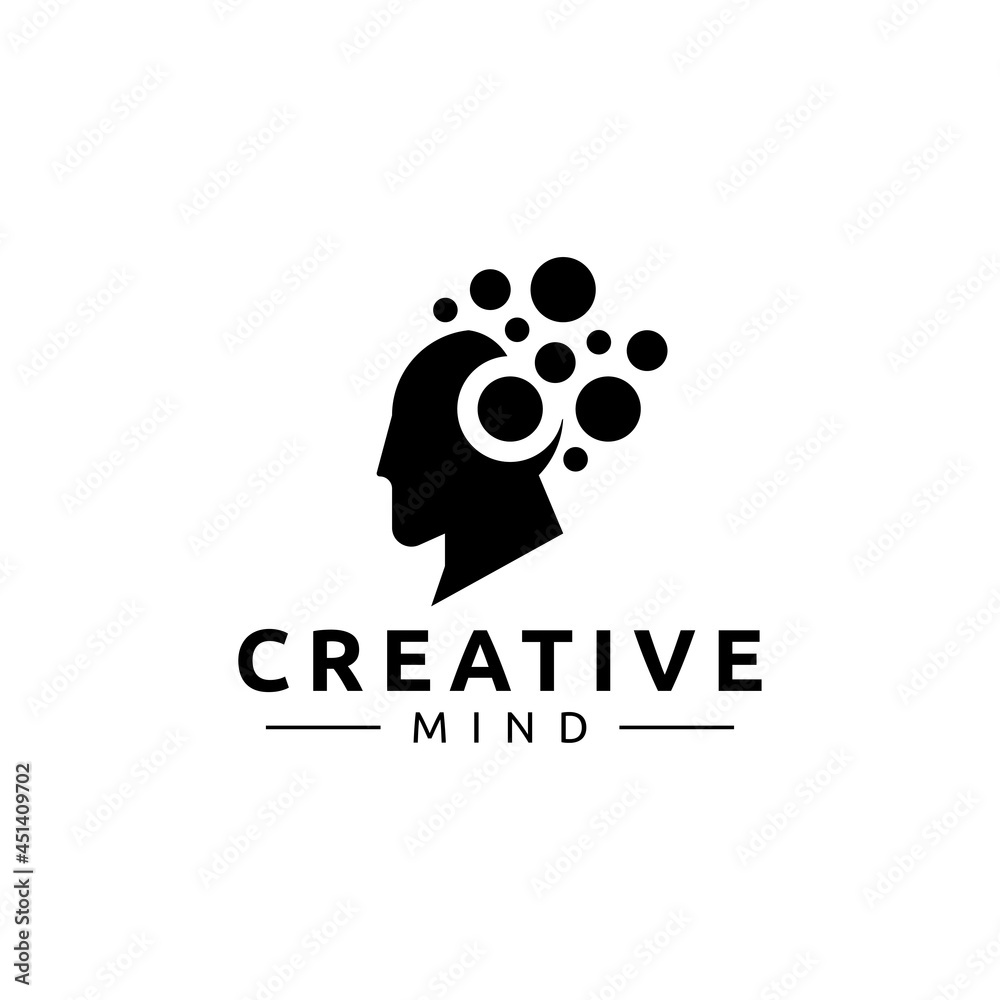 head with creative thinking process logo concept head with creative thinking process logo concept