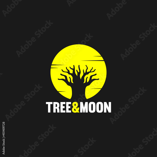 illustrative logo design concept with tree and moon