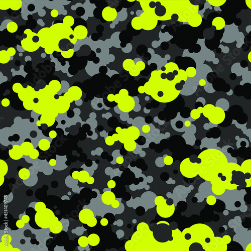 Camouflage texture seamless pattern. Abstract modern endless camo texture with spot of circles. Vector illustration.