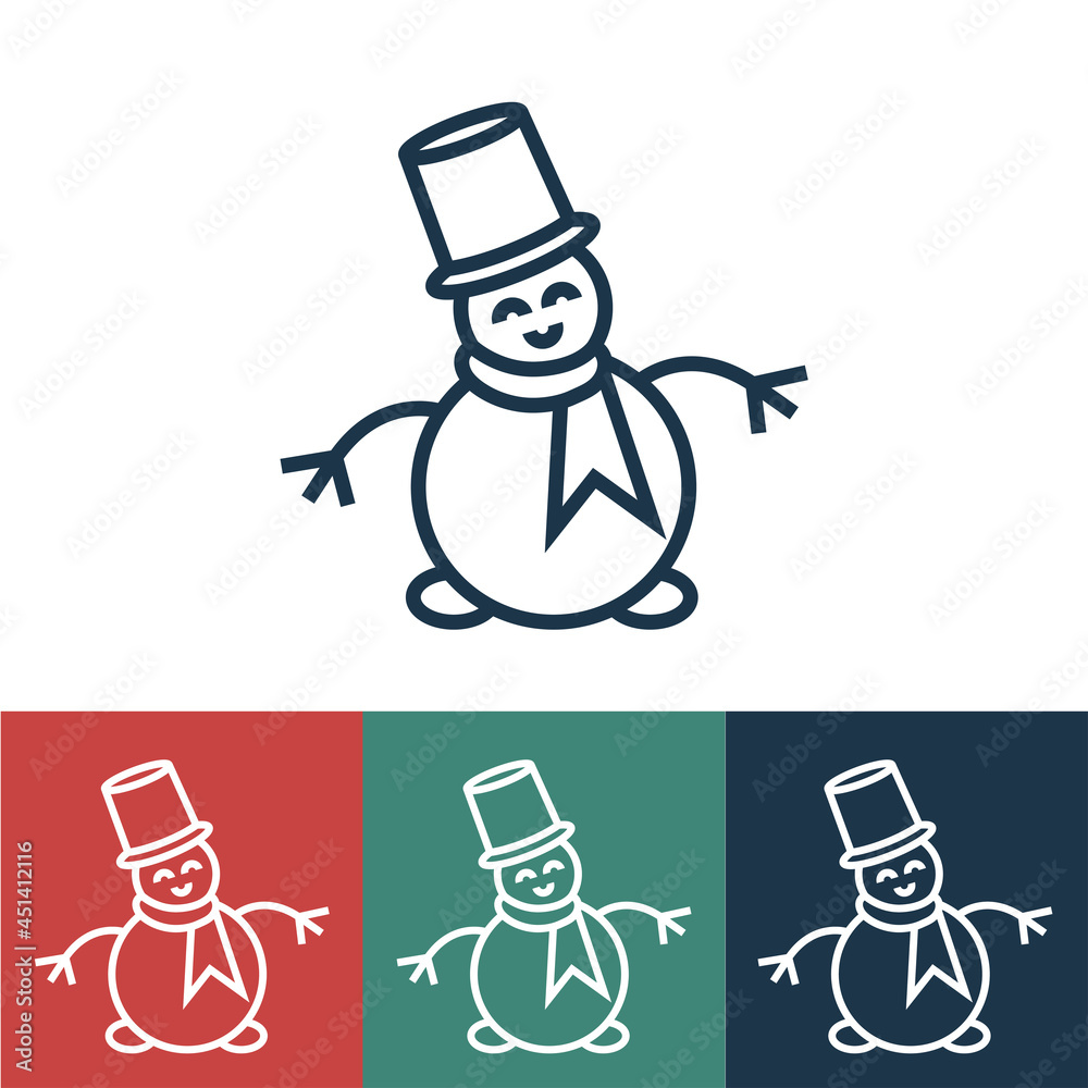 Linear vector icon with snowman