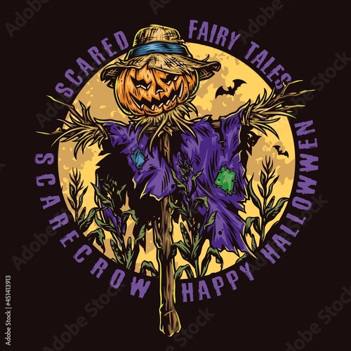 Halloween round colorful badge