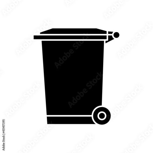 Recycle bin for trash and garbage. Street plastic wheelie waste bin. Rubbish container. Glyph icon of dumpster isolated on white background