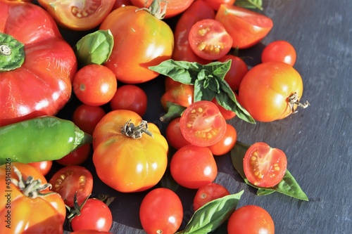close-up of variety of tomatoes