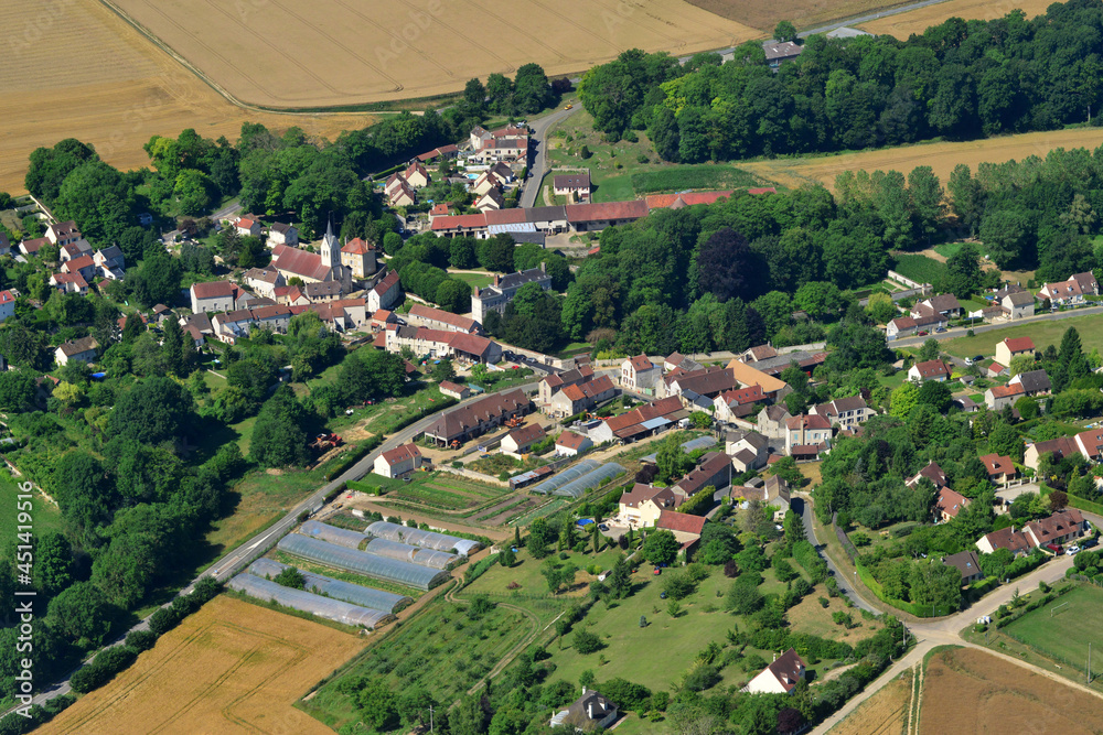 Sailly, France - july 7 2017 : aerial picture of the village