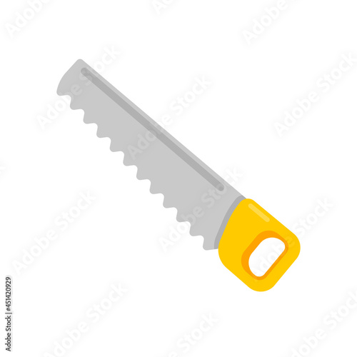 Hand tools vector. Saw with a zigzag blade for cutting wood.