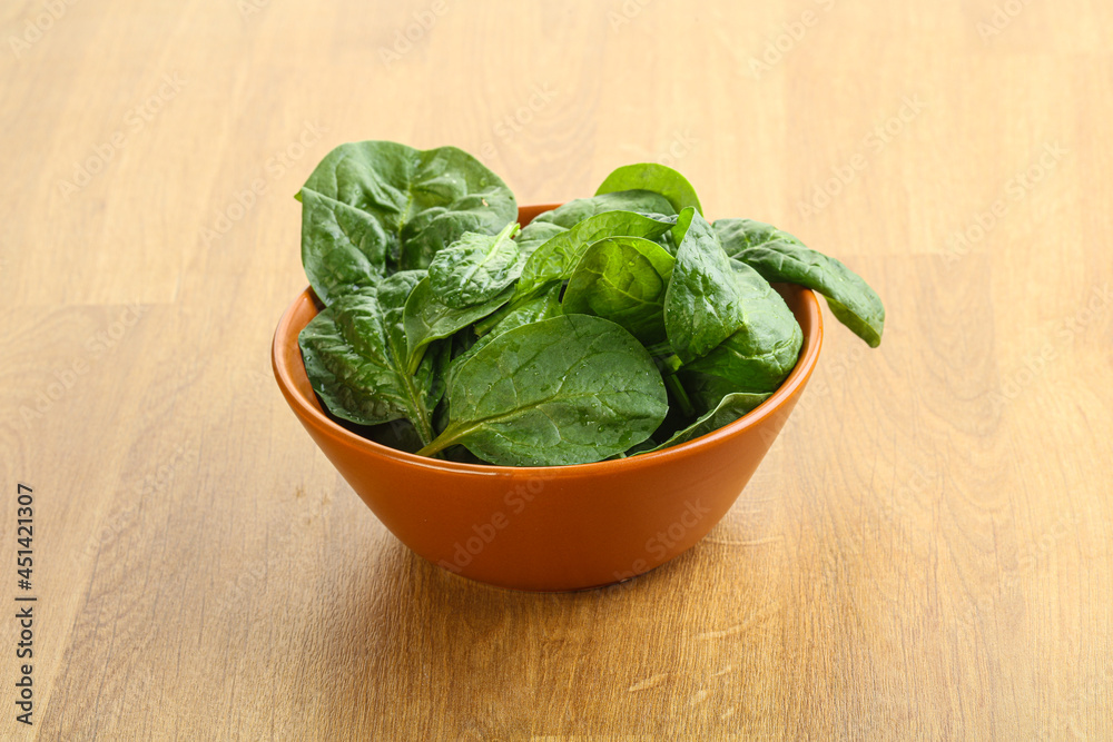 Fresh green spinach leaves in the bowl Fresh green spinach leaves in the bowl