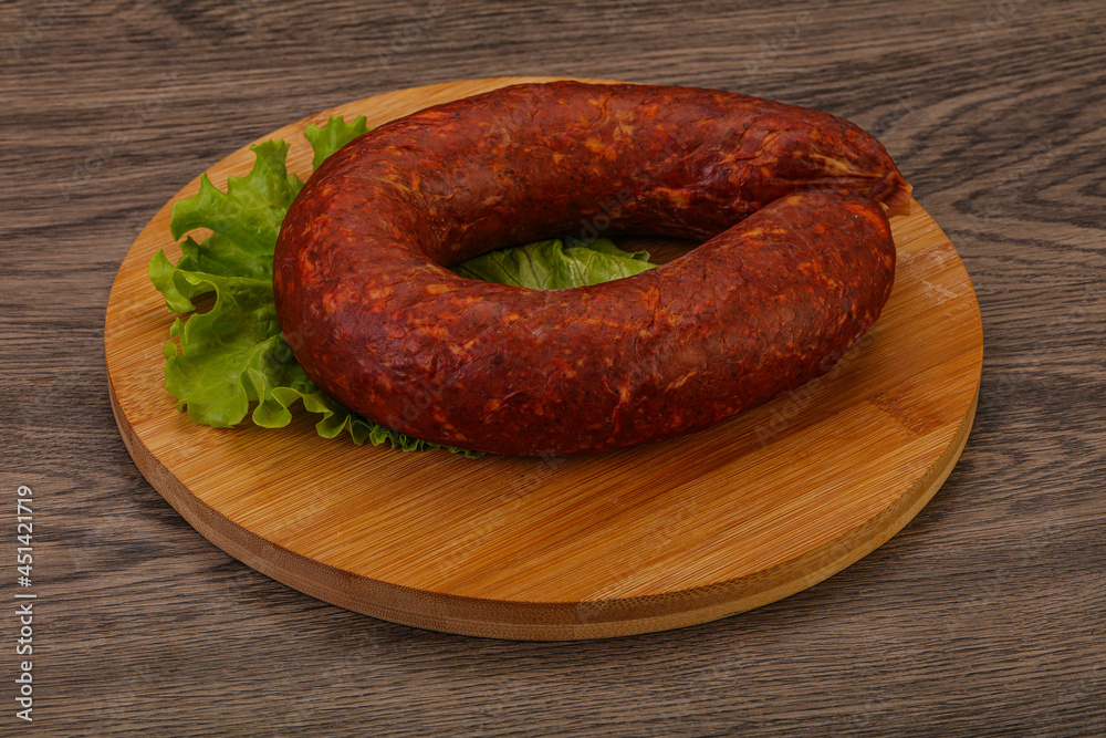 Krakowska sausage over the board Krakowska sausage over the board