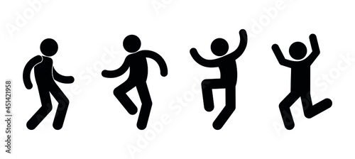 dancing people icon, stickman illustration, stick figure dance