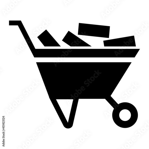 Vector Wheelbarrow Glyph Icon Design