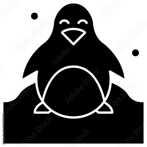 penguin blue line icon