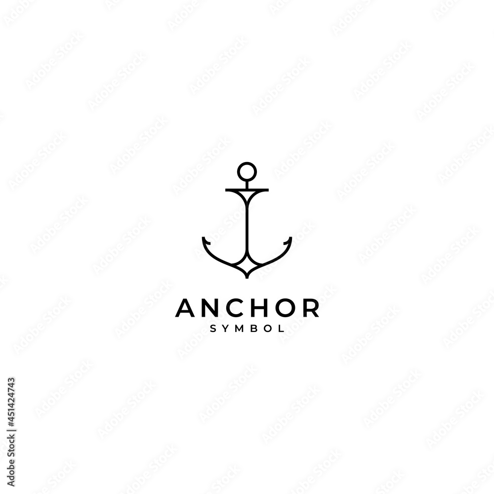Simple Mono Line Art Anchor Boat Ship Nautical logo design vector Simple Mono Line Art Anchor Boat Ship Nautical logo design vector