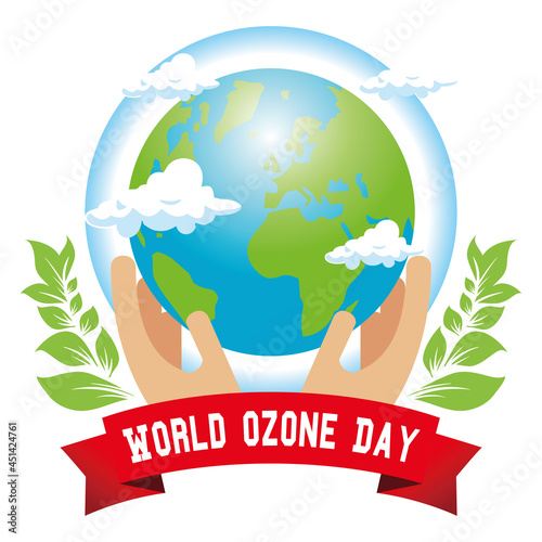 save the earth, world ozone day icon illustration