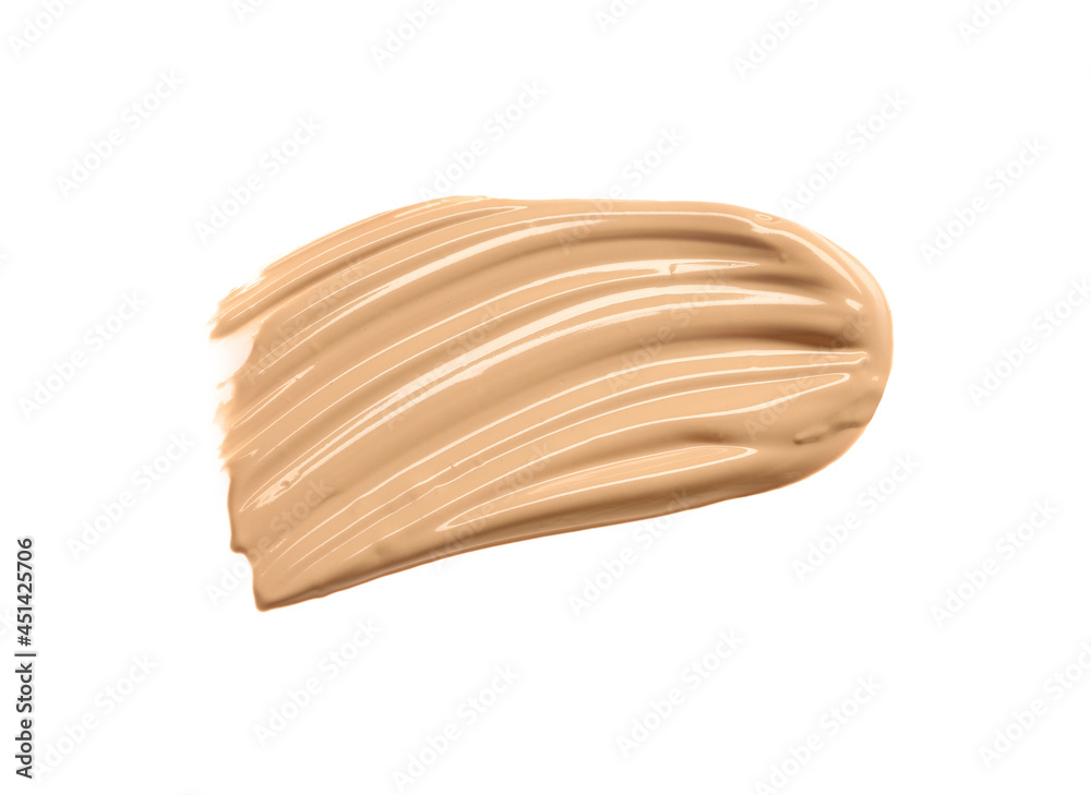 Smear of liquid skin foundation isolated on white, top view Smear of liquid skin foundation isolated on white, top view