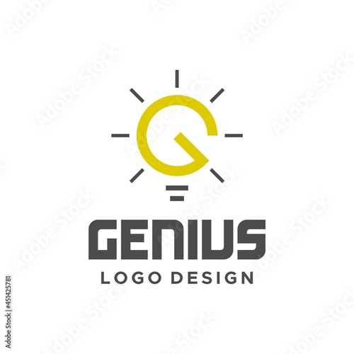 Clean and geometric logo about light bulb and letter G.
EPS 10, Vector.