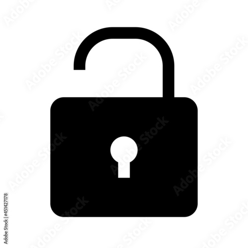 Unique Open Lock Vector Glyph Icon