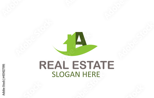 Green Letter A Logo Real Estate Design
