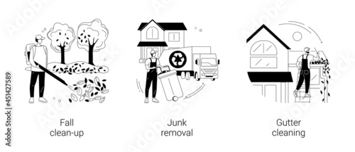 Autumn garden maintenance abstract concept vector illustrations.