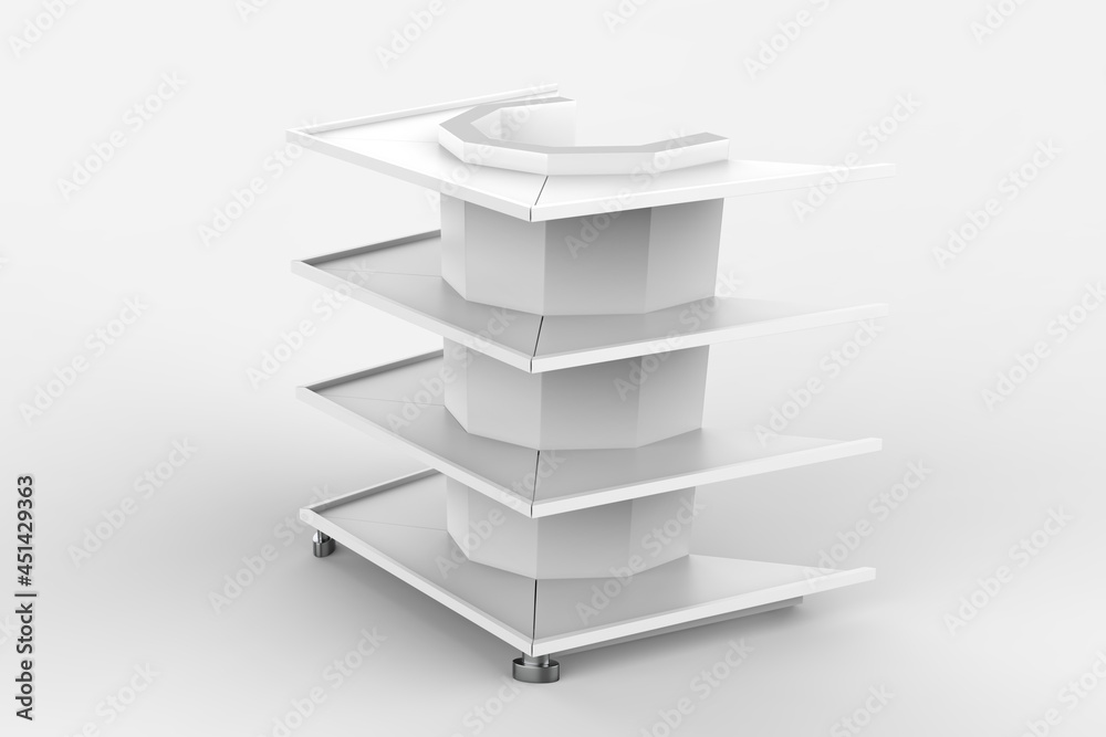 Display stand, retail display stand for product , display stands isolated on white background. 3d illustration Display stand, retail display stand for product , display stands isolated on white background. 3d illustration