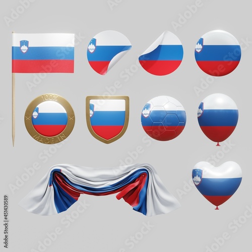 Assortment of objects with national flag of Slovakia isolated on neutral background. 3d rendering Free Download Assortment of objects with national flag of Slovakia isolated on neutral background. 3d rendering - GFXLoad