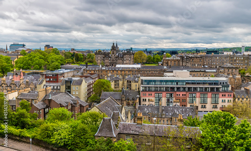 A view from the Castle over the New Town in Edinburgh, Scotland on a summers day