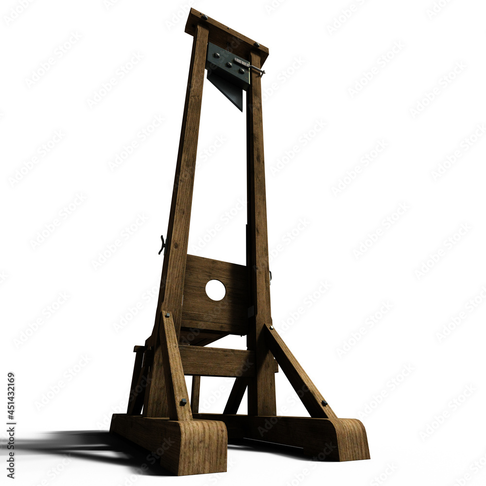 3d-illustration of an isolated old-fashioned guillotine for execution ...