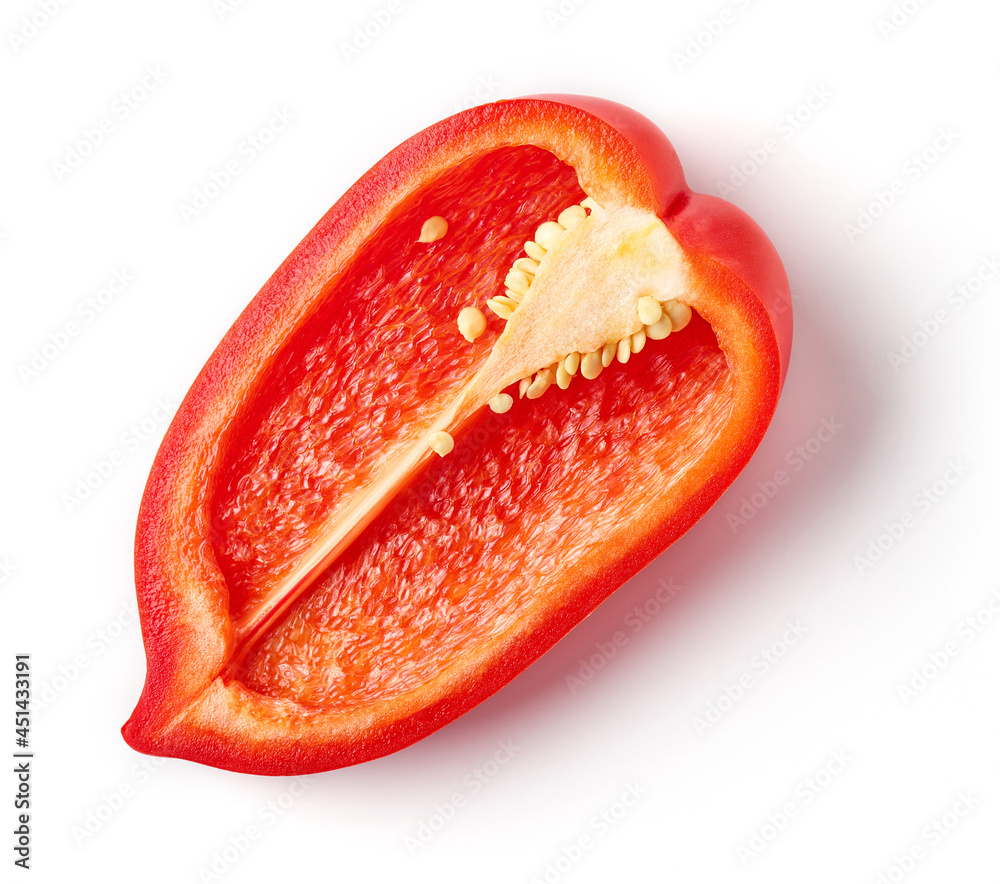 Cutted bell pepper isolated on white, from above Cutted bell pepper isolated on white, from above