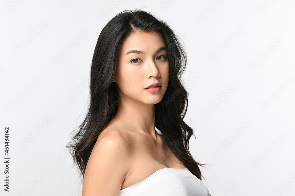 Beautiful young asian woman with clean fresh skin on white background, Face care, Facial treatment, Cosmetology, beauty and spa, Asian women portrait. Beautiful young asian woman with clean fresh skin on white background, Face care, Facial treatment, Cosmetology, beauty and spa, Asian women portrait.