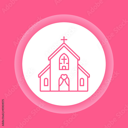 Church building line color icon. Wedding ceremony.