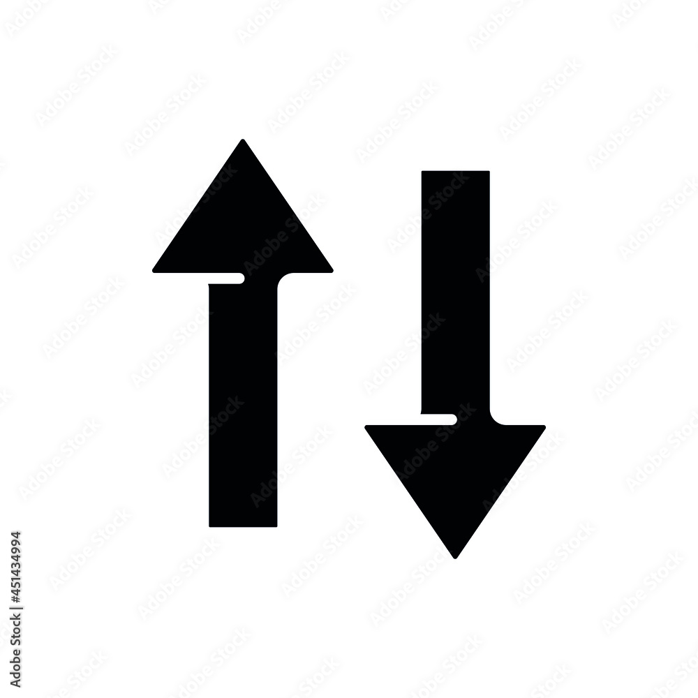 Data transfer glyph icon. Arrows. Vector fill black illustration. Data transfer glyph icon. Arrows. Vector fill black illustration.