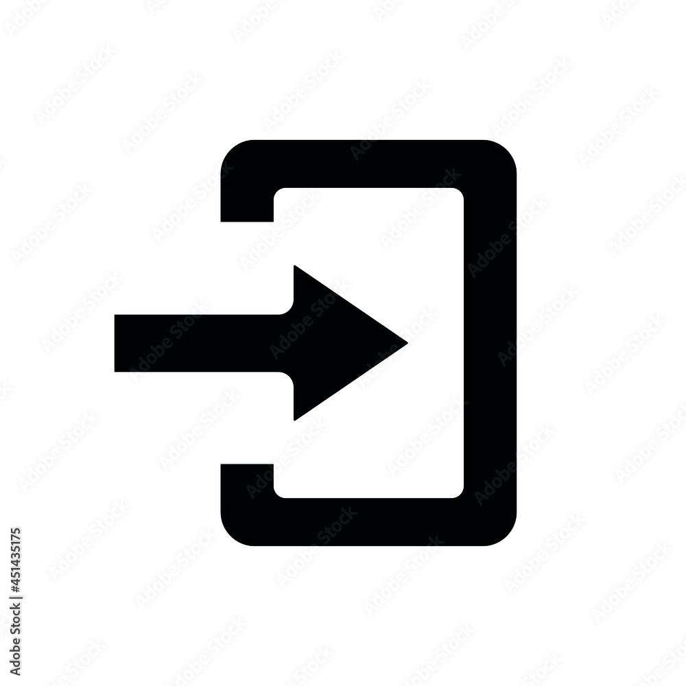 Entrance glyph icon. Arrows. Vector fill black illustration. Entrance glyph icon. Arrows. Vector fill black illustration.