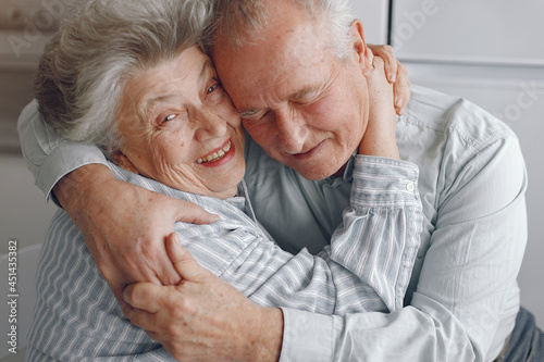 Beautiful old couple spent time together at home