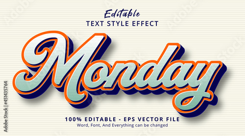 Editable text effect, Monday text on poster headline style effect