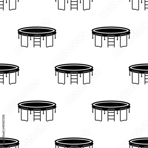 Trampoline Icon Seamless Pattern, Sports Equipment Used For Fun, Exercise