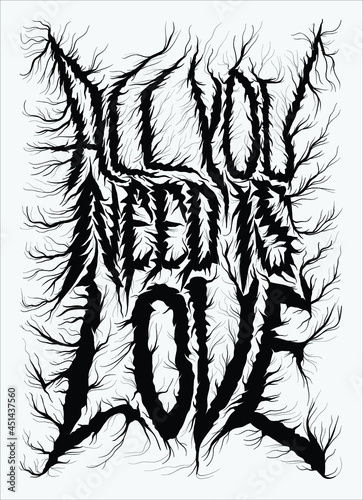 all you need is love poster in heavy metal style