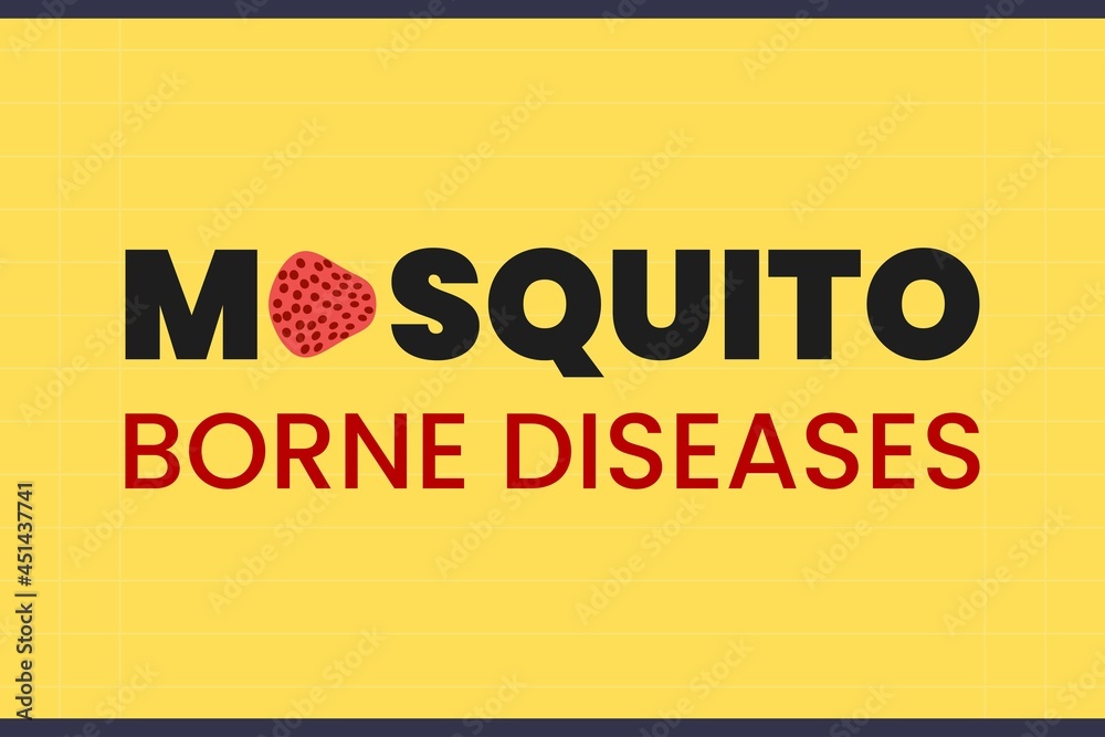 Mosquito Borne Diseases word typography on yellow background. Medical concept. Mosquito Borne Diseases word typography on yellow background. Medical concept.