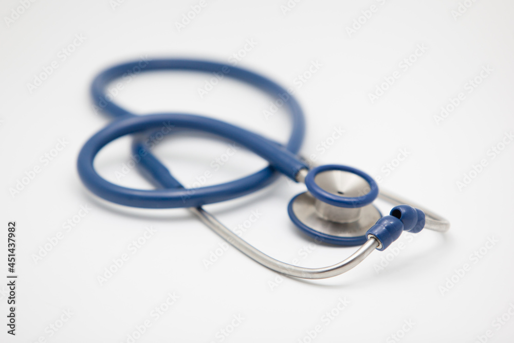 Fototapeta premium Medical headphones placed on a white background.