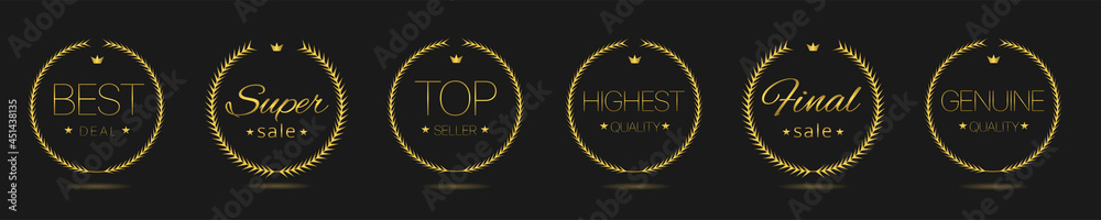 Fototapeta premium Highest quality Golden laurel wreath label set