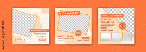 Social media post template for world tourism day promotion.