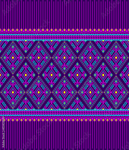 Magenta Turquoise Tribal or Native Seamless Pattern on Purple Background in  Symmetry Rhombus Geometric Bohemian Style for Clothing or Apparel,Embroide  Stock Vector Image & Art - Alamy